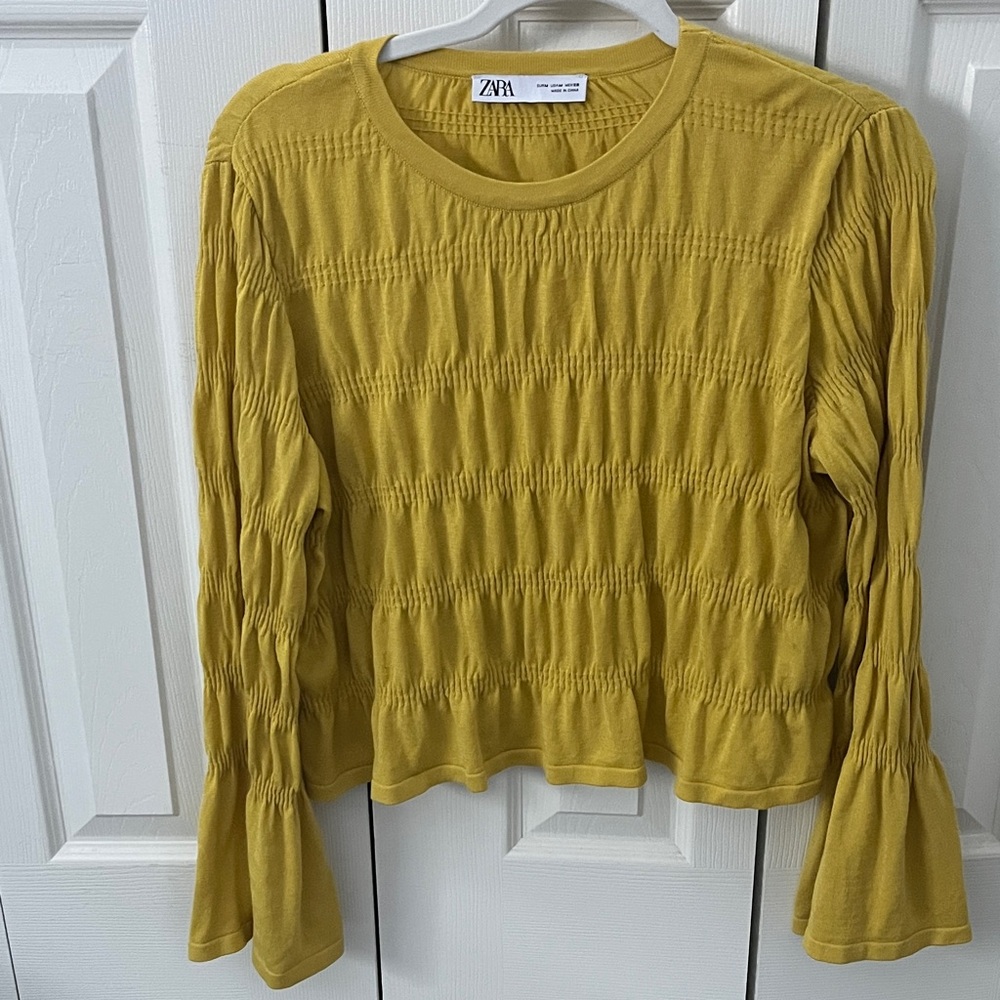 Zara Yellow Ruched Blouse